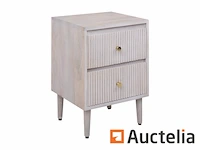 [8408-073] witte gebroken mango met 2 lades tafel - afbeelding 4 van  4