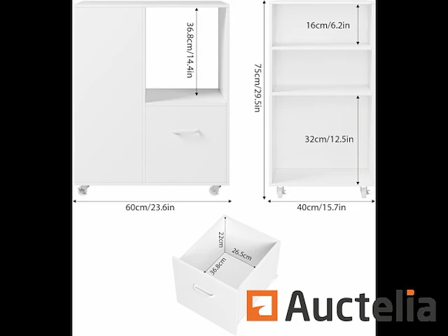 [8408-207] bureautafel doos, bureautafel meubilair met wielen met lades - afbeelding 6 van  7