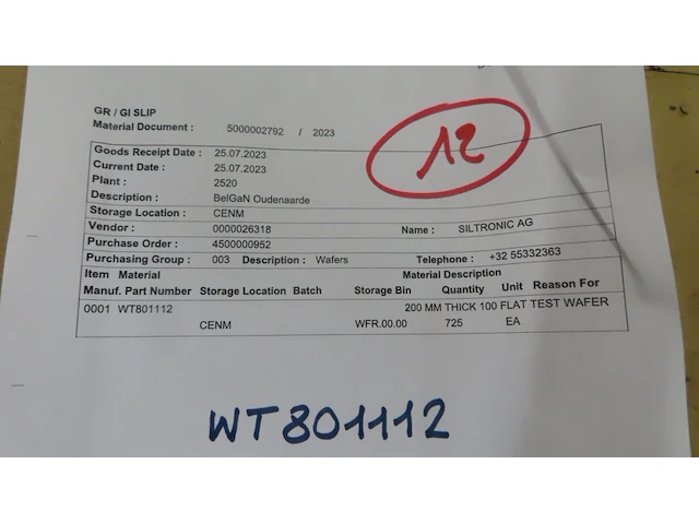 850x wafer - 200 mm thick 111 flat test silicon wafers - afbeelding 1 van  5