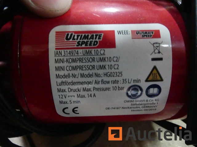 [8904-070] ultimate speed hg02325 draagbare luchtcompressor, acculader - afbeelding 4 van  11