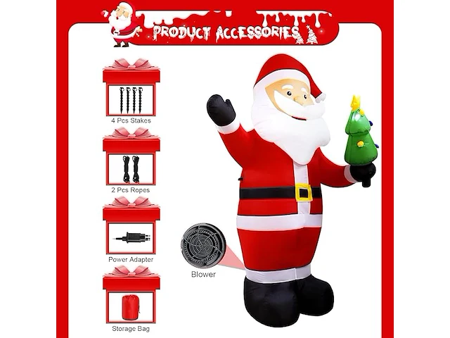 8ft vintoney opblaasbare kerstman met roterend led-licht (244 cm) - afbeelding 2 van  5