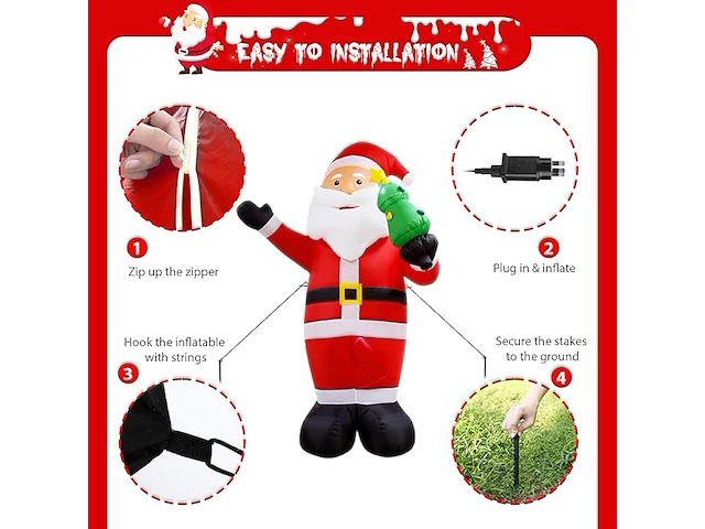 8ft vintoney opblaasbare kerstman met roterend led-licht (244 cm) - afbeelding 3 van  5
