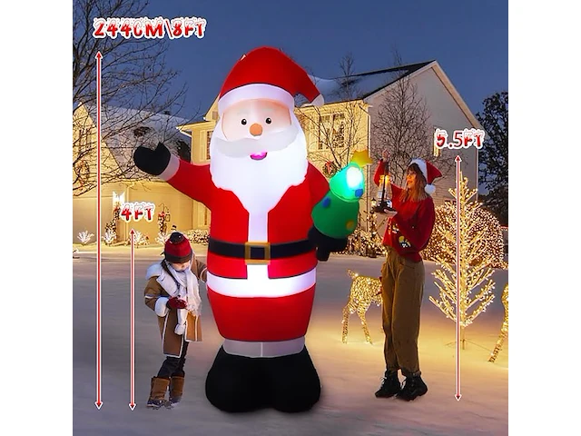 8ft vintoney opblaasbare kerstman met roterend led-licht (244 cm) - afbeelding 5 van  5