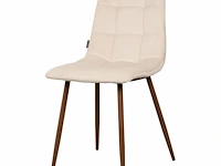 8x design eetkamerstoel creme velvet walnoot poten - afbeelding 1 van  4