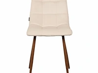 8x design eetkamerstoel creme velvet walnoot poten - afbeelding 2 van  4