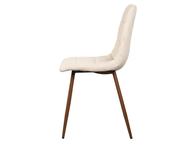 8x design eetkamerstoel creme velvet walnoot poten - afbeelding 3 van  4