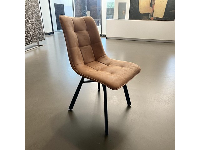 8x microfiber stoel kleur cognac - afbeelding 1 van  2