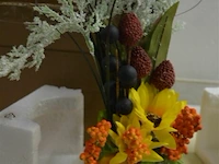 8x plastic bloemen in pompoen deco - afbeelding 1 van  3