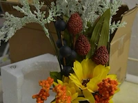 8x plastic bloemen in pompoen deco - afbeelding 2 van  3