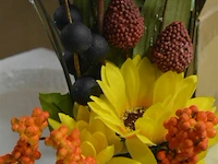 8x plastic bloemen in pompoen deco - afbeelding 3 van  3