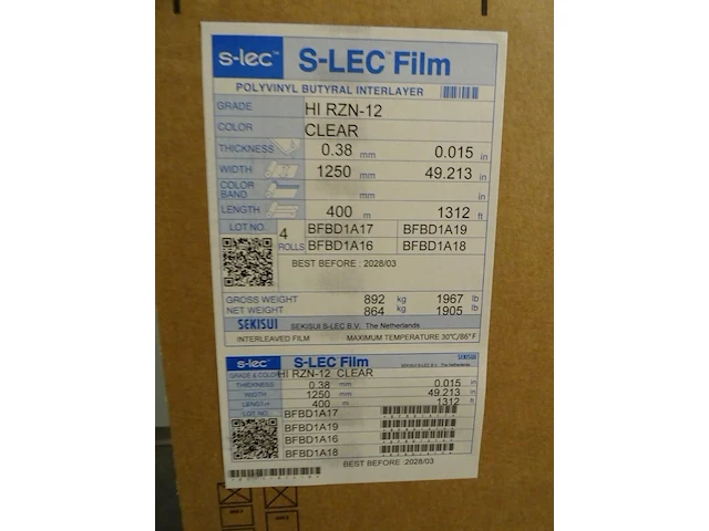 8x rol s-lec film polyvinyl butyral interlayer - afbeelding 2 van  2