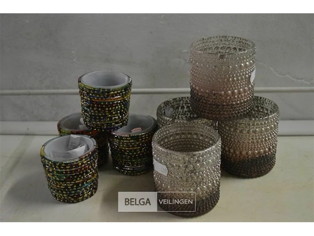 8x theelichthouders h=6 en 8 cm - afbeelding 3 van  4