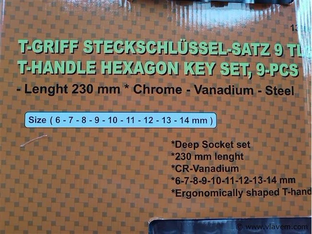9-delige t-handle doppenset - afbeelding 5 van  6