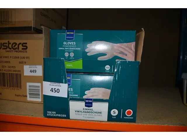 9 dozen x 100 stuks vinyl handschoenen metro maat s - afbeelding 1 van  3