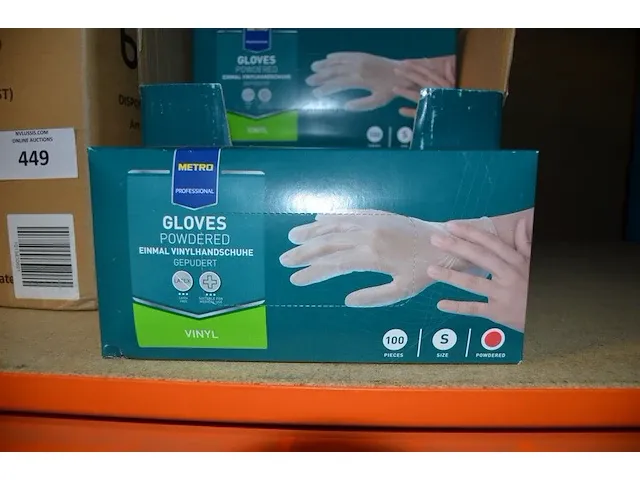 9 dozen x 100 stuks vinyl handschoenen metro maat s - afbeelding 3 van  3