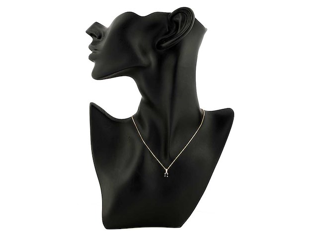 9-karaats geelgouden ketting met hanger met blauwe saffier - afbeelding 2 van  7