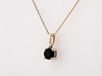 9-karaats geelgouden ketting met hanger met blauwe saffier - afbeelding 4 van  7