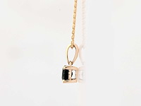 9-karaats geelgouden ketting met hanger met blauwe saffier - afbeelding 5 van  7