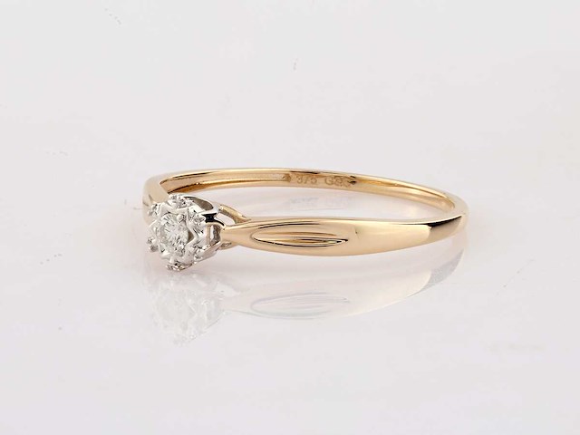 9 kt geelgouden ring met natuurlijke diamant - afbeelding 3 van  8