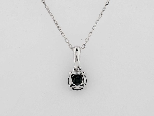 9 kt witgouden ketting met hanger met blauwe saffier - afbeelding 2 van  7