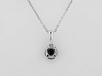 9 kt witgouden ketting met hanger met blauwe saffier - afbeelding 2 van  7