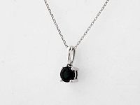 9 kt witgouden ketting met hanger met blauwe saffier - afbeelding 3 van  7