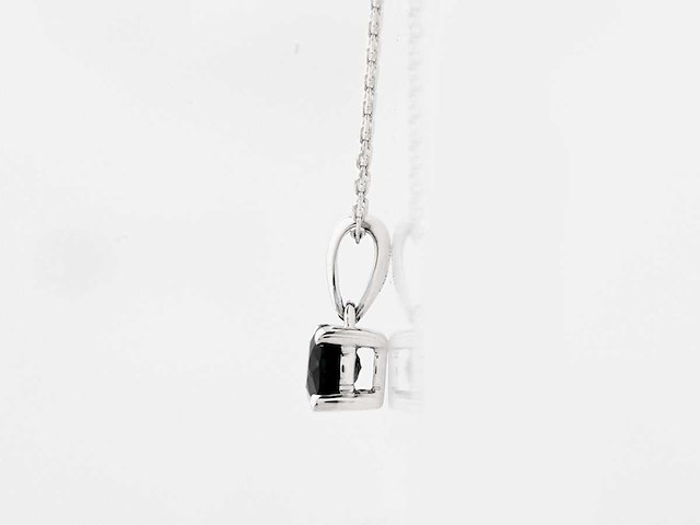 9 kt witgouden ketting met hanger met blauwe saffier - afbeelding 4 van  7