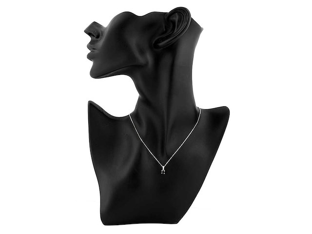 9 kt witgouden ketting met hanger met blauwe saffier - afbeelding 7 van  7