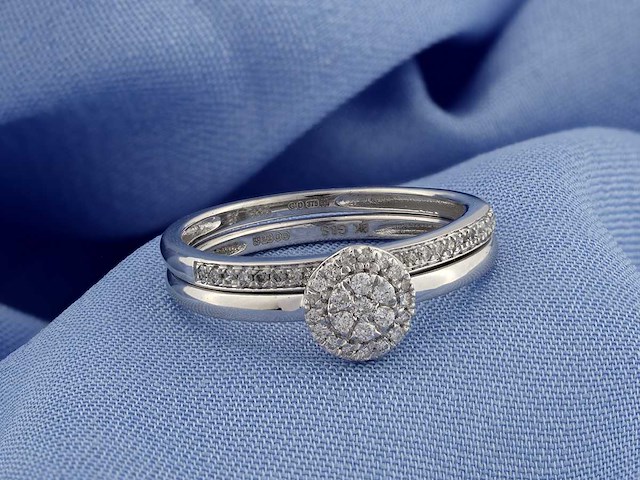 9 kt witgouden ring met natuurlijke diamant - afbeelding 3 van  9