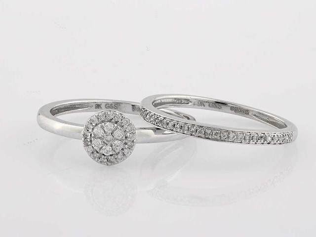 9 kt witgouden ring met natuurlijke diamant - afbeelding 9 van  9