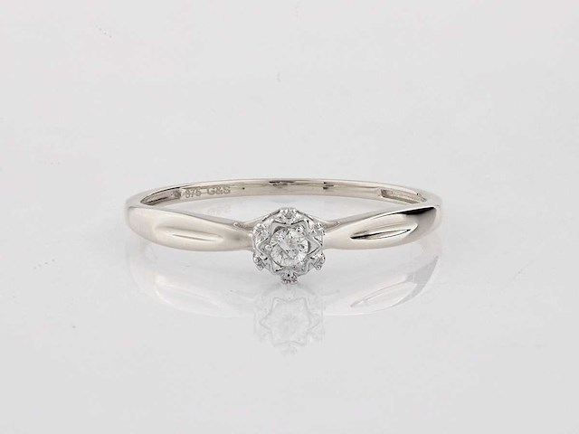 9 kt witgouden ring met natuurlijke diamant - afbeelding 2 van  8
