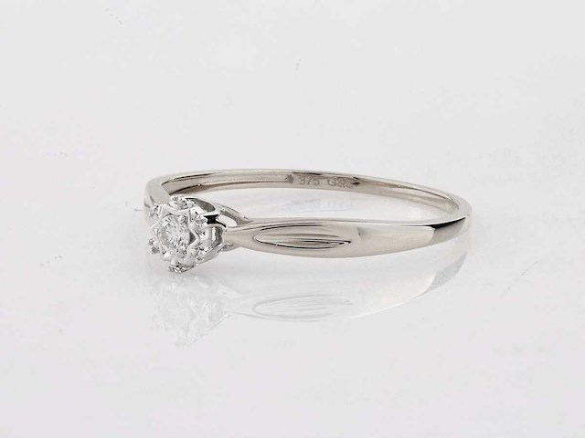 9 kt witgouden ring met natuurlijke diamant - afbeelding 3 van  8