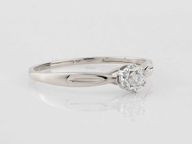 9 kt witgouden ring met natuurlijke diamant - afbeelding 6 van  8