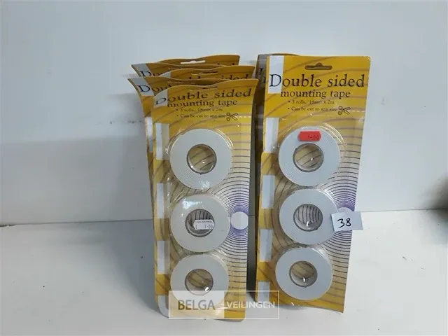 9 x dubbelzijdige kleefband 3 rollen 18mm x 2 m - afbeelding 1 van  3