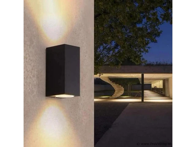 9 x gu10 rechthoek dubbele stroom buiten wandlamp – ip65 waterdicht - afbeelding 1 van  4
