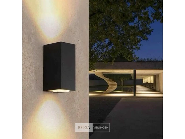 9 x gu10 rechthoek dubbele stroom buiten wandlamp – ip65 waterdicht - afbeelding 1 van  5