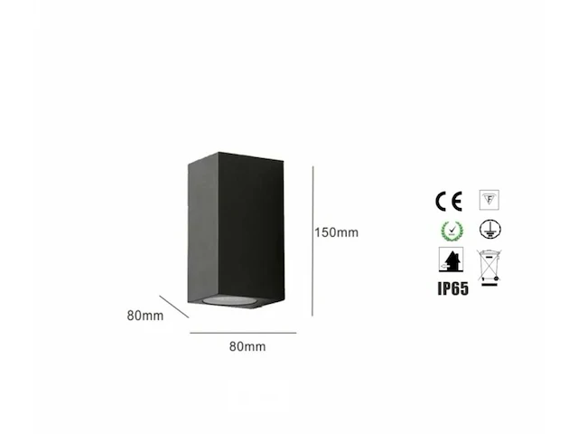 9 x gu10 rechthoek dubbele stroom buiten wandlamp – ip65 waterdicht - afbeelding 4 van  5