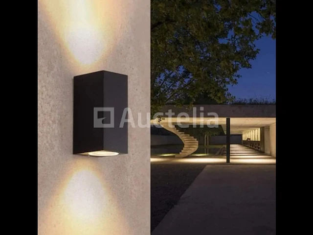 9 x gu10 rechthoekige dubbele stroom wandlamp voor buiten - ip65 waterdicht - afbeelding 4 van  4
