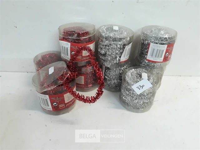 9 x guirlande zilver/rood 5 m - afbeelding 1 van  3