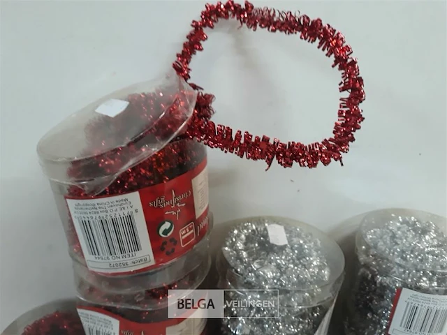 9 x guirlande zilver/rood 5 m - afbeelding 3 van  3