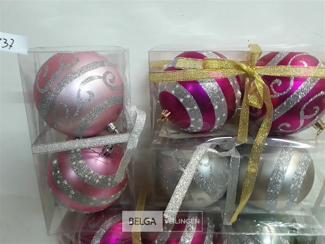 9 x kerstballen pvc 10 cm 2 stuks - afbeelding 3 van  3