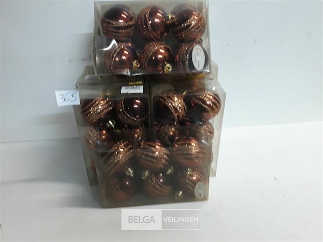 9 x kerstballen pvc 6 stuks 6 cm bruin - afbeelding 1 van  3