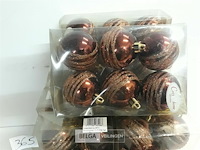 9 x kerstballen pvc 6 stuks 6 cm bruin - afbeelding 3 van  3