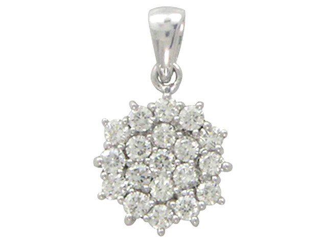 925 zilveren hanger natuurlijk gewonnen diamantcluster - afbeelding 1 van  6