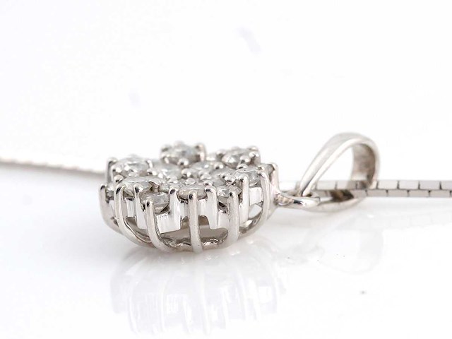 925 zilveren hanger natuurlijk gewonnen diamantcluster - afbeelding 4 van  6