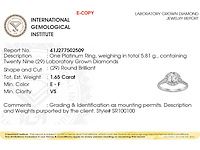 950 platina ring met 1,65 ct lab grown diamant (maat-eu-55) - afbeelding 2 van  8