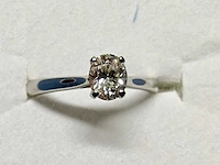 950 platina witte ring met natuurlijke solitare gedolven ovale diamant - afbeelding 1 van  6