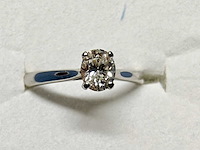 950 platina witte ring met natuurlijke solitare gedolven ovale diamant - afbeelding 1 van  6