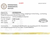 950 platinum white ring with 2.0 cts lab grown diamond( size -eu-54) - afbeelding 9 van  9