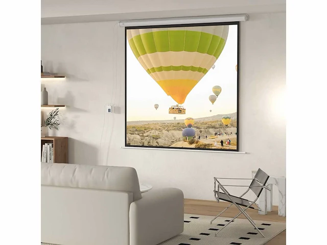 96-inch gemotoriseerd projectiescherm, 1:1 4k hd, wand- of plafondmontage met afstandsbediening, 195l x 8w x 182h cm - afbeelding 1 van  8